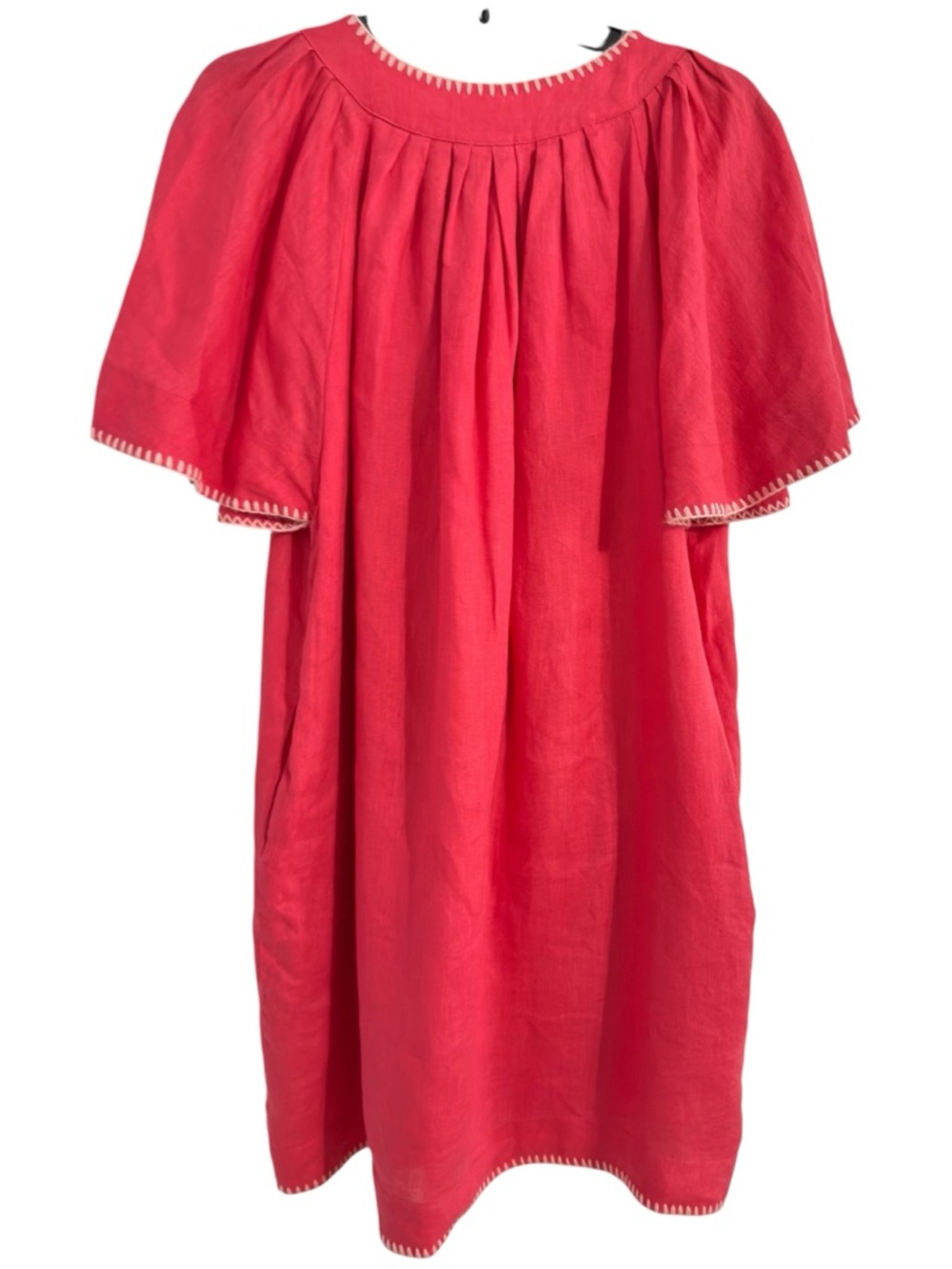 Magaschoni Poppy Stitch Finley Flutter Sleeve linen Dress size M - Picture 4 of 15
